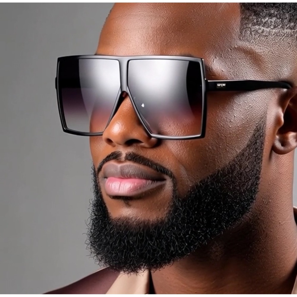 Men Classic Retro Shield Style SUN GLASSES Huge Large Jumbo Big Black Frame 2026